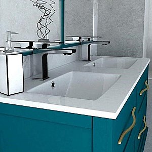 Тумба с раковиной Cezares TIFFANY 120 с двумя чашами Blu Petrolio для ванной в интернет-магазине Sanbest