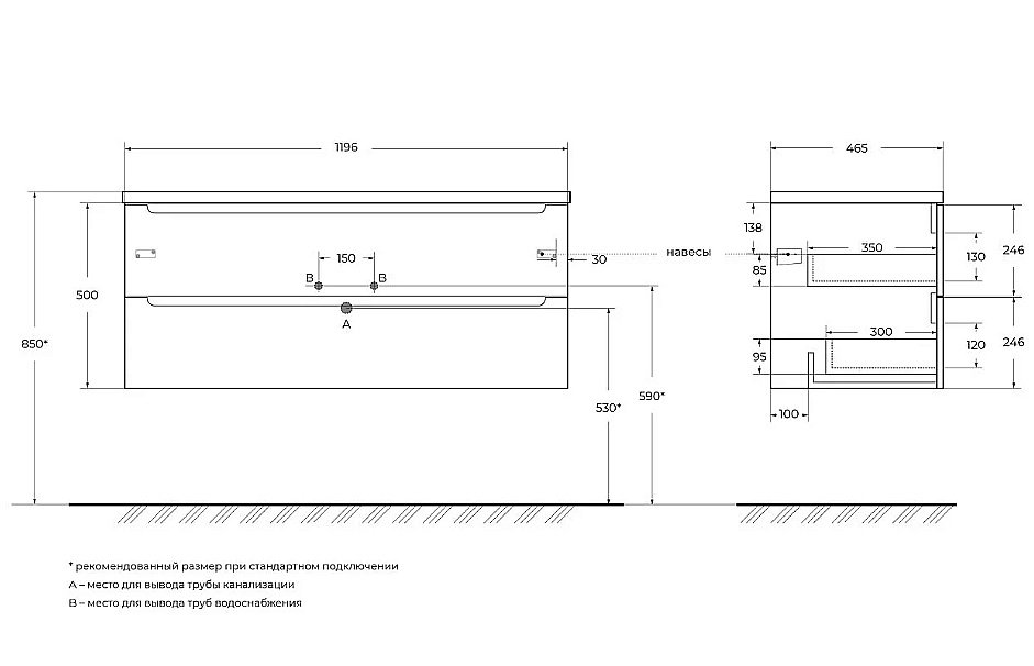 Тумба с раковиной Belbagno ETNA 121 BL белая для ванной в интернет-магазине Sanbest
