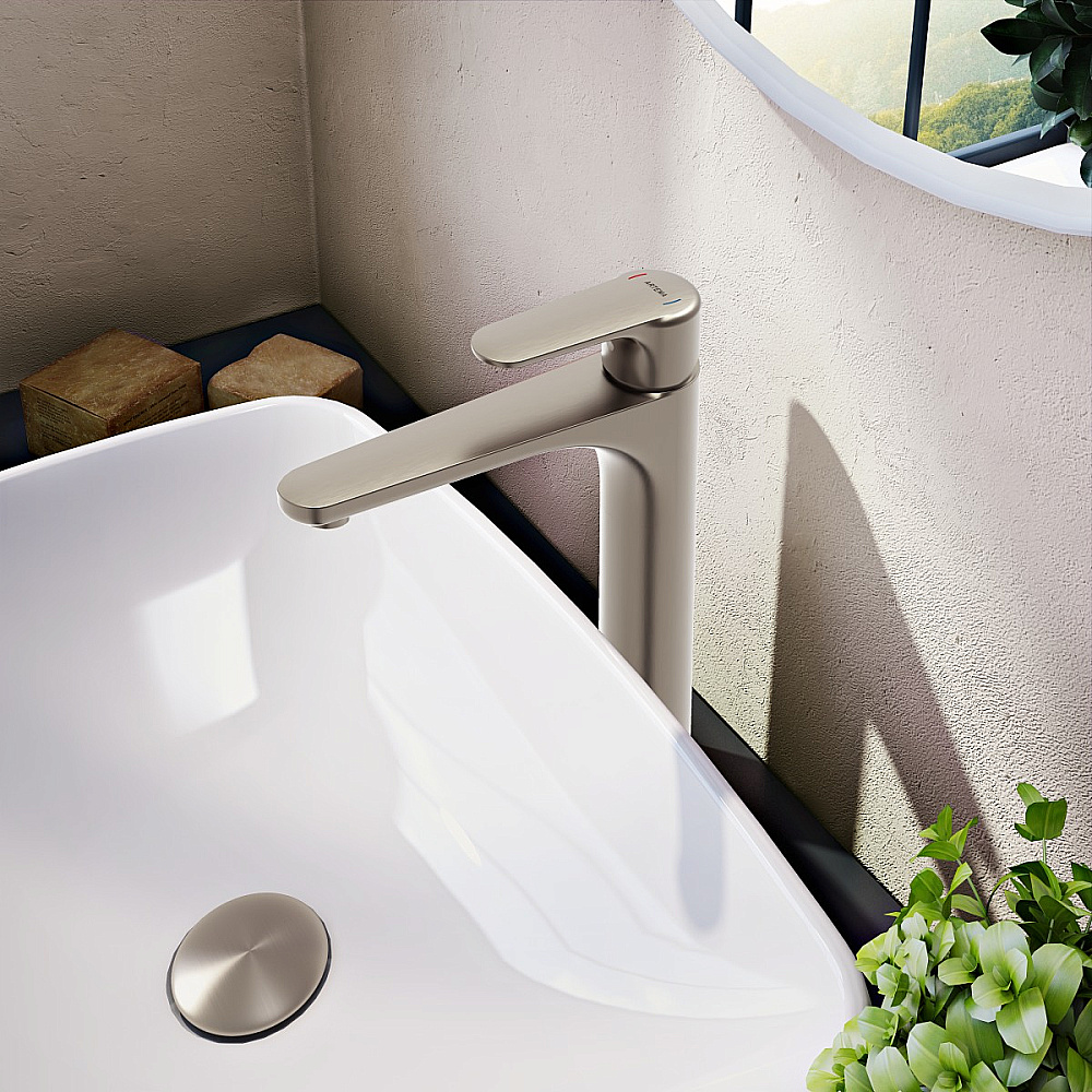 Смеситель для раковины VitrA Root Round A4270734EXP брашированный никель купить в интернет-магазине сантехники Sanbest