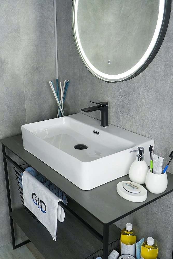 Раковина накладная Gid Geometrico 60 N9256 51172 белая купить в интернет-магазине Sanbest