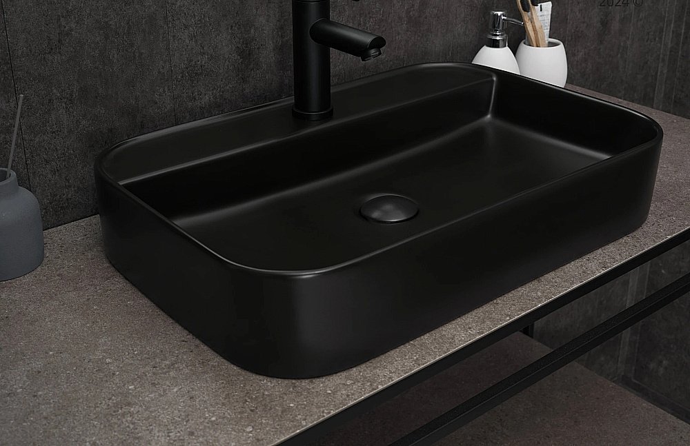 Раковина накладная Gid Geometrico 60 Bm9660 53376 черная матовая купить в интернет-магазине Sanbest