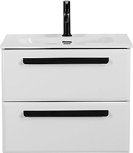 Тумба с раковиной Cezares ECO-CER-N 60 ECO-CER-N-600-2C-SO-BL белая глянцевая для ванной в интернет-магазине Sanbest