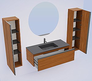 Тумба с раковиной Armadi Art QUATRO 1 100 WILLOW/профиль ANTHRACITE/раковина ANTHRACITE для ванной в интернет-магазине Sanbest