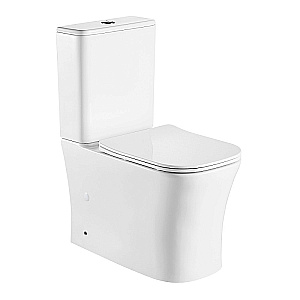 Унитаз напольный Azario Anteo Square AZ-1218A белый, безободковый, с бачком, с крышкой микролифт купить в интернет-магазине Sanbest