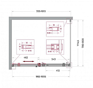 Душевой уголок BelBagno SOFT_CLOSE-2-AH-1 100х80 стекло прозрачное/профиль оружейная сталь купить в интернет-магазине Sanbest