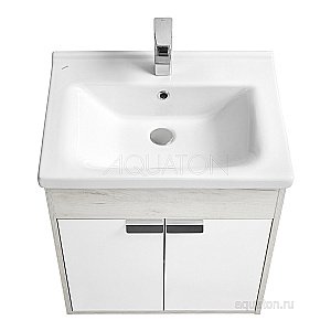 Тумба с раковиной Акватон Флай 60 белый/дуб крафт для ванной в интернет-магазине Sanbest