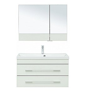 Тумба с раковиной Aquanet Верона 90/Aquanet Нота-90 подвесная с 2 ящиками белая глянцевая для ванной в интернет-магазине Sanbest