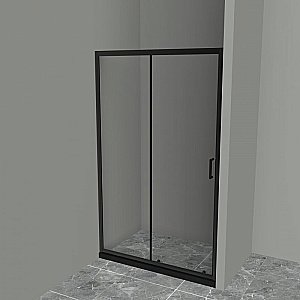 Душевая дверь BelBagno UNO-195-BF-1-140-C-NERO стекло прозрачное/профиль черный купить в интернет-магазине Sanbest