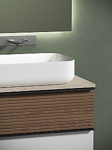 Тумба с раковиной Sancos DELTA 80 со столешницей, дуб светлый/белая для ванной в интернет-магазине Sanbest