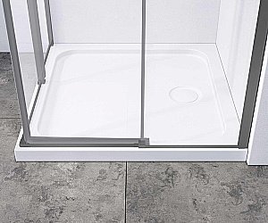 Душевой уголок Vincea Slim-N VSS-4SN8010CLGM 100x80 стекло прозрачное/профиль вороненая сталь купить в интернет-магазине Sanbest