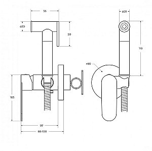 Гигиенический душ со смесителем Cezares STYLUS-DIF-01 хром купить в интернет-магазине сантехники Sanbest