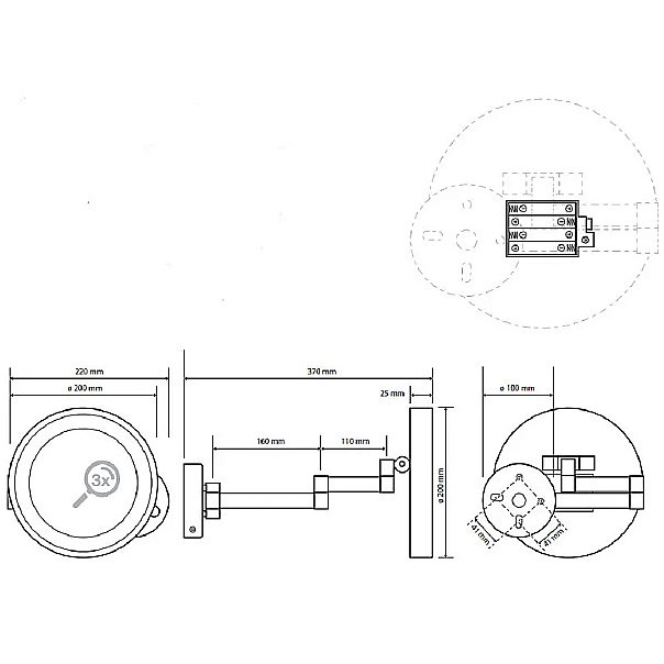 Зеркало косметическое Bemeta 116301142 хром купить в интернет-магазине сантехники Sanbest