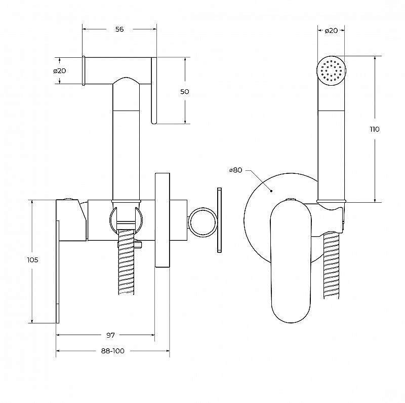 Гигиенический душ со смесителем Cezares STYLUS-DIF-01 хром купить в интернет-магазине сантехники Sanbest
