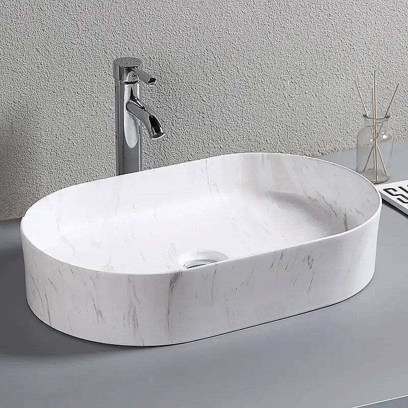 Раковина накладная CeruttiSpa 50 CR0055B MMW1 мрамор белый матовый купить в интернет-магазине Sanbest