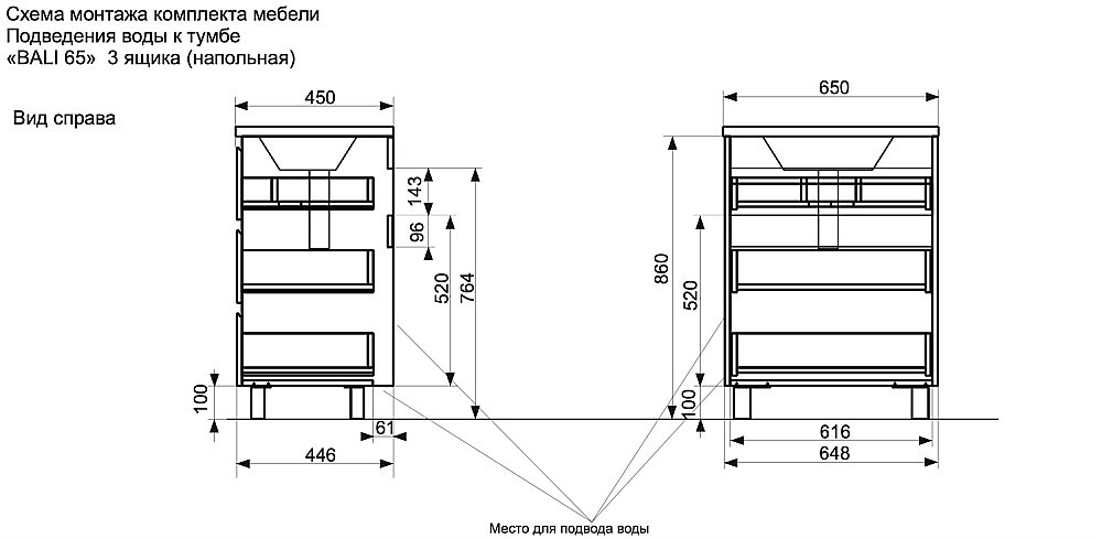 Тумба с раковиной Эстет Bali New 65 белая для ванной в интернет-магазине Sanbest