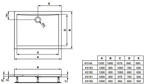 Душевой поддон Ideal Standard Ultra Flat K518401 120x100 купить в интернет-магазине Sanbest