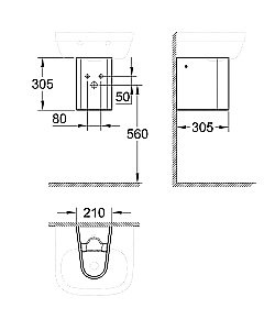 Раковина на полупьедестале Grohe Euro Ceramic 45 белая купить в интернет-магазине Sanbest