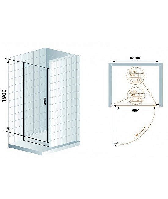 Душевая дверь Cezares FONTANO-B-1-90 купить в интернет-магазине Sanbest