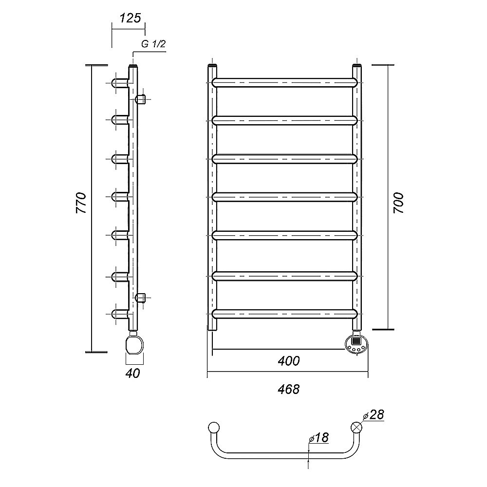 Полотенцесушитель электрический Domoterm Стефано П7 400x700 АБР E бронза купить в интернет-магазине сантехники Sanbest