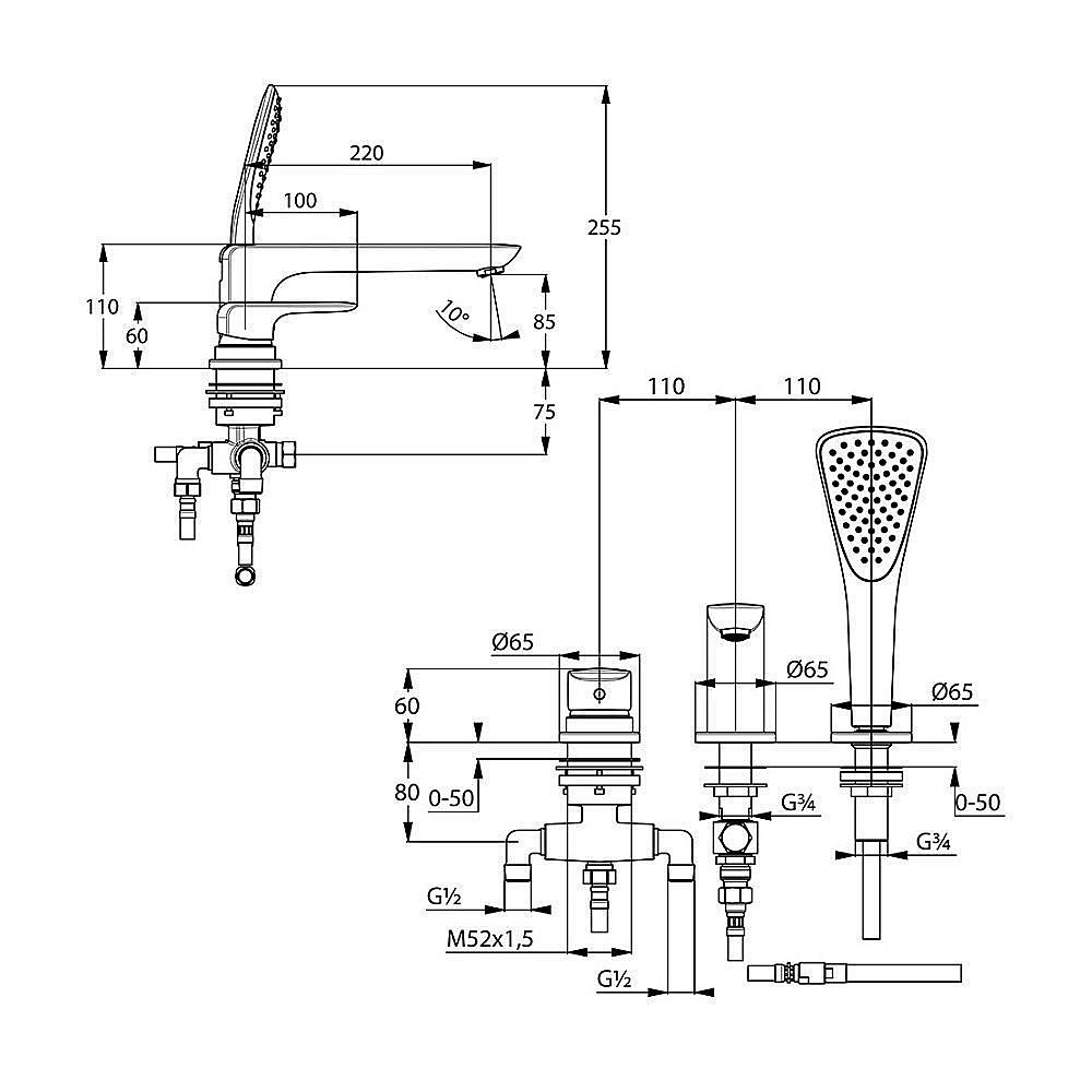 Смеситель на борт ванны Kludi Ameo 414470575 купить в интернет-магазине сантехники Sanbest