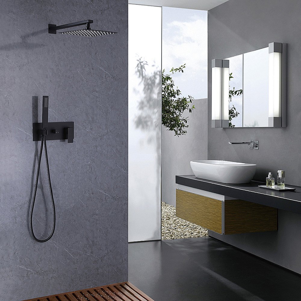 Душевая система ABBER Daheim AF8218B черная матовая купить в интернет-магазине сантехники Sanbest