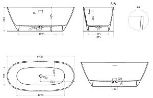 Ванна Salini Sofia S-Stone 102526MF 170х80 RAL матовая купить в интернет-магазине Sanbest