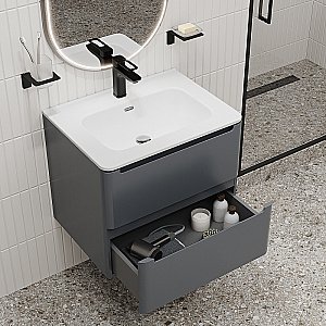 Тумба с раковиной Iddis Edifice 60 EDI60D0i95K темно-серая для ванной в интернет-магазине Sanbest