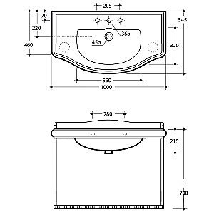 Консоль с раковиной на 3 отверстия Migliore Bella 100 ML.BLL-24.101.CR хром для ванной в интернет-магазине сантехники Sanbest