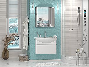 Тумба с раковиной Misty Монро - 75 Э-Мнр01075-011Я белая для ванной в интернет-магазине Sanbest