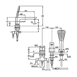 Смеситель на борт ванны Kludi Ameo 414470575 купить в интернет-магазине сантехники Sanbest