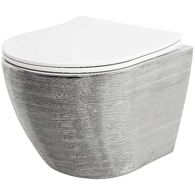 Унитаз подвесной Grossman Color GR-4455SWS безободковый, с крышкой микролифт, серебро купить в интернет-магазине Sanbest