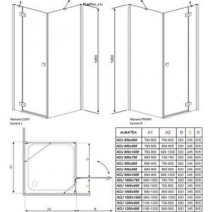 Душевой уголок Radaway Almatea KDJ 100х100 купить в интернет-магазине Sanbest