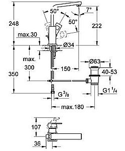 Смеситель для раковины Grohe Eurocube 23135 00E купить в интернет-магазине сантехники Sanbest