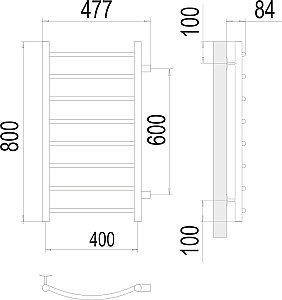 Полотенцесушитель водяной Terminus Классик П8 400х800 с боковым подключением 600 купить в интернет-магазине сантехники Sanbest