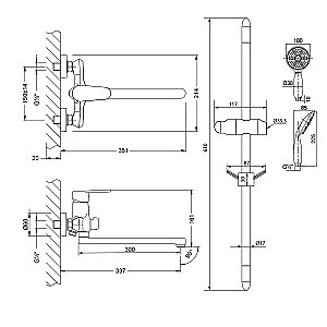 Смеситель для ванны Lemark Point LM0379C хром купить в интернет-магазине сантехники Sanbest