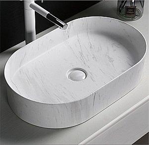 Раковина накладная CeruttiSpa 50 CR0055B MMW1 мрамор белый матовый купить в интернет-магазине Sanbest