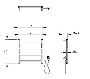 Полотенцесушитель электрический WONZON & WOGHAND BONN WW-AL404-BG брашированное золото купить в интернет-магазине сантехники Sanbest