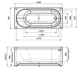 Ванна акриловая Vannesa Виктория 2-78-0-0-1-249Р 160х70 купить в интернет-магазине Sanbest