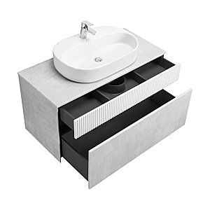 Тумба с раковиной Акватон Марбл 100/Одри Round 62 слейт/белая матовая для ванной в интернет-магазине Sanbest