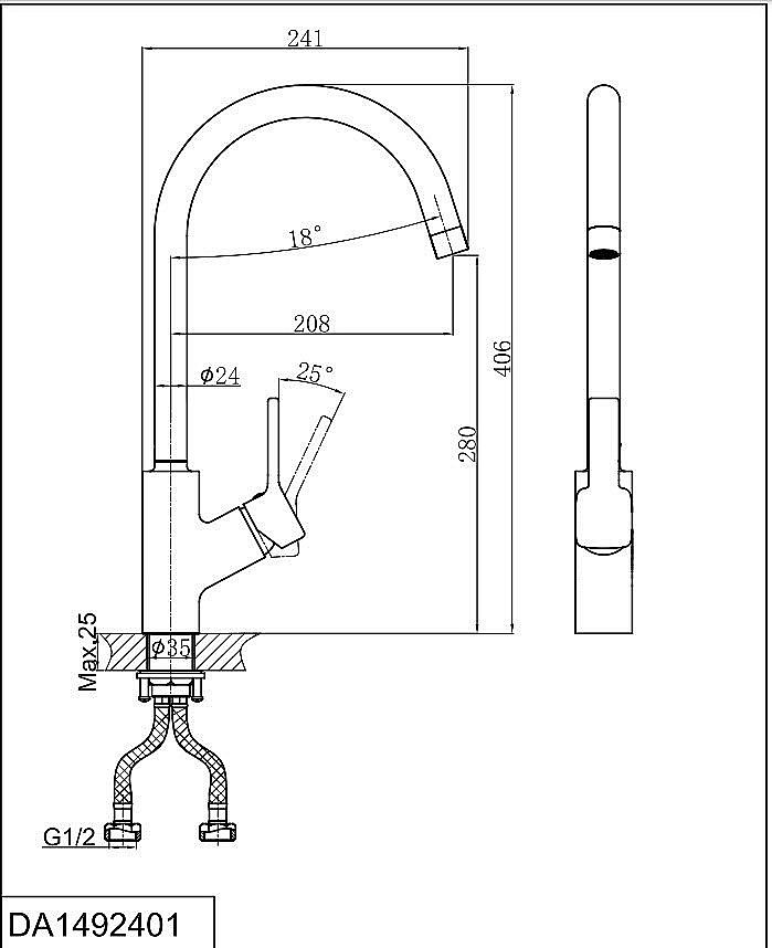 Смеситель для кухни D&K Rhein Dusseldorf DA1492401 хром купить в интернет-магазине сантехники Sanbest