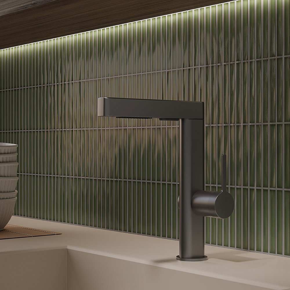 Смеситель для кухни Vincea VKF-22GM вороненая сталь купить в интернет-магазине сантехники Sanbest