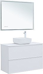 Тумба с раковиной Aquanet Арт 100 белая матовая для ванной в интернет-магазине Sanbest