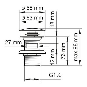 Донный клапан WasserKRAFT Push-up A046 купить в интернет-магазине сантехники Sanbest