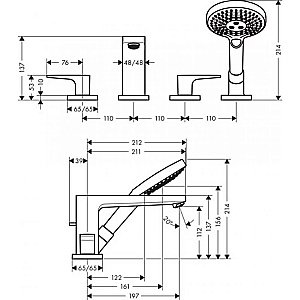 Смеситель для ванны Hansgrohe Metropol 32552000 купить в интернет-магазине сантехники Sanbest