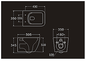 Унитаз подвесной Elghansa Monterno RQ-5035 белый, безободковый, с крышкой микролифт купить в интернет-магазине Sanbest