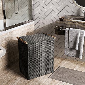 Корзина для белья WasserKRAFT Gollach WB-330-L черный купить в интернет-магазине сантехники Sanbest