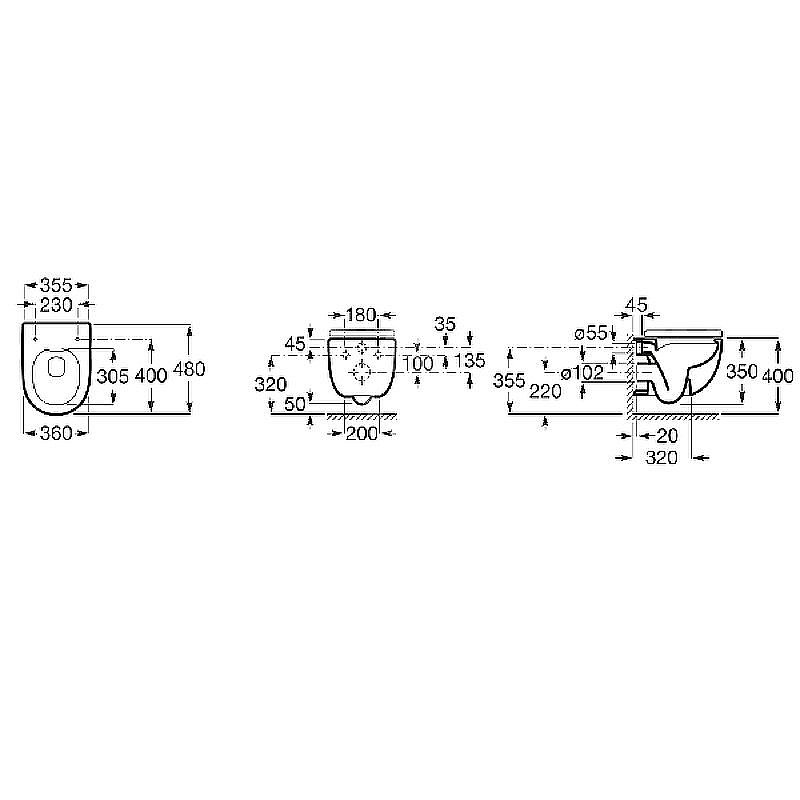 Унитаз подвесной Roca Meridian-N 346244000 безободковый купить в интернет-магазине Sanbest