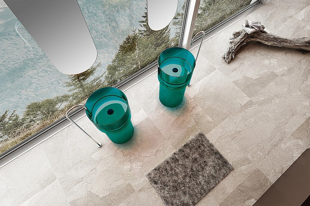 Раковина напольная ABBER Kristall AT2701Aquamarin-H бирюзовая прозрачная купить в интернет-магазине Sanbest