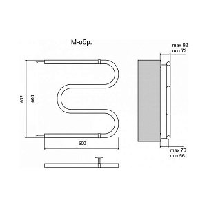 Полотенцесушитель водяной Terminus М-образный (1") 600x600 купить в интернет-магазине сантехники Sanbest