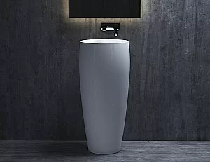 Раковина напольная Salini ARMONIA 130113G 47 из искусственного камня S-Sense, белая глянцевая купить в интернет-магазине Sanbest